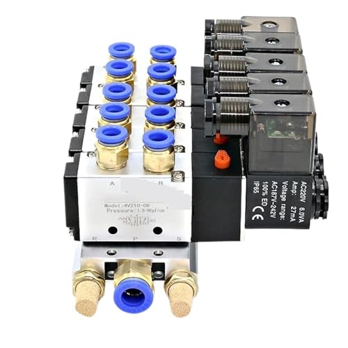 12/24 V DC 110/220 V AC Multi Option 4V210-08 Pneumatische Magnetventil Block Mit Schalldämpfer Fitting Basis Verteiler 2/3/4/6 Weg(4 Row 6mm fitting) von KDCYFEZYI