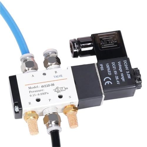 4V110-06 5 Way 2 Position 1/8" Pneumatic Solenoid Valve DC 24V DC 12V AC 110V AC220V With 4mm 6mm 8mm Fitting(ONLY 4V110-06,DC24V) von KDCYFEZYI