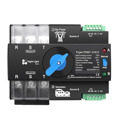 Din-schiene 3 phase ATS 3P 63A 100A 110V 120V Dual Power Automatische Übertragung Elektrische Wahlschalter Unterbrechungsfreie(100A) von KDCYFEZYI