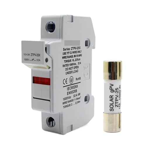 PV Solar 10a 12a 15a 20a 30a Sicherung 1000V DC Schmelzsicherung 10x38 GPV, mit LED-Sicherungshalter for Schutz des Solarsystems(3A) von KDCYFEZYI