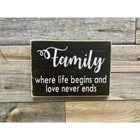 Family Where Life Begins & Love Never Ends/Schild Wand Zitat Inspirational von KDCobbleShop