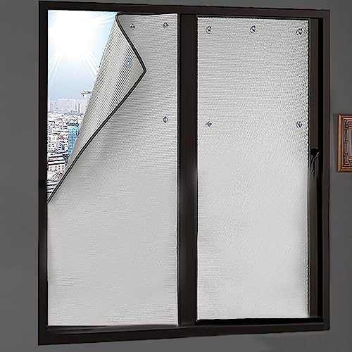 100% Verdunkelnde Sichtschutz Wärmeisolierung Sonnenschutzfolie,Aluminisierte Isolierfolie,Nicht Klebende Wiederverwendbare Reflektierende Fensterfolie mit Saugnapf-Adsorption (70x180cm/28''x71'') von KDDEON