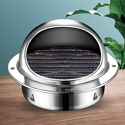 304 Edelstahl Wetterschutzgitter,Runde Luftungsaufsatz Schornsteinhaube,Warmwasserbereiter-Auspuffrohr-Regenhaube,Außenwand-Luftauslass-Dunstabzugshauben-Schornsteinkappe (90mm/3.5in) von KDDEON