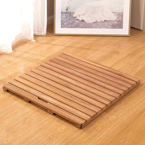 Anpassbare Rutschfeste Holz Badematte,Bambus Badematte,Badvorleger Holzrost Duschvorleger Badematte,Duschmatte Badvorleger,Duschbadematte mit Griffdesign,mit Rutschfesten Füßen (80x40cm/31x16in) von KDDEON