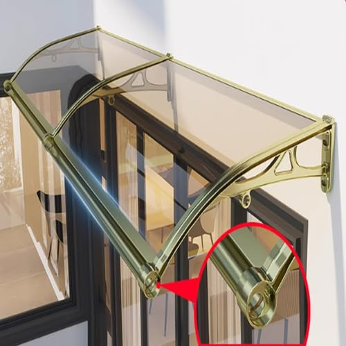 Braunes Gebogenes Fenstertürvordach,99% UV-Schutz Polycarbonat Pultvordach,Champagnerhalterung,Regenschutz Haustürvordach,Sonnenschutz Terrassenüberdachung,für Garten Innenhof (80x320cm/31 x126) von KDDEON