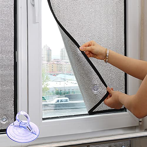 Kühlende Fensterfolie Aluminiumfolie Sichtschutzfolie,UV-Schutz Sonnenschutzfolie,Völlig Verdunkelungsfolie,Sonnendach Isolierfolie,8mm,Einfach zu Demontieren,für Das Heimbüro (45x100cm/18''x39'') von KDDEON