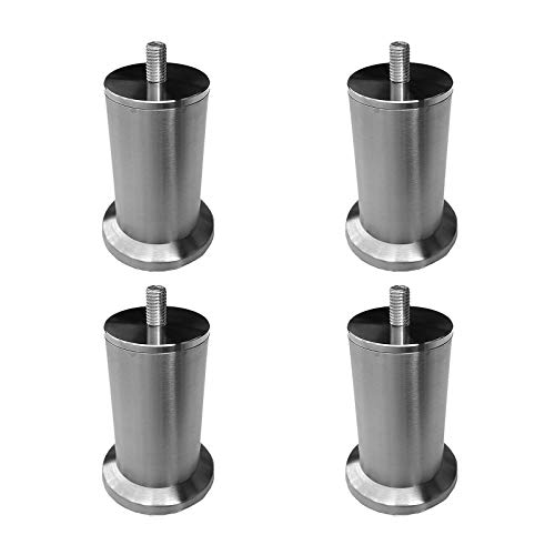 Moderne M10-Gewindestange Sofafuss aus Gebürstetem Edelstahl,Verstellbare Möbelschrankbeine,Rutschfeste Bettfüße,Couchtischbeine,Glastischbeine,18 Größen,4er-Set (12.5cm/4.9in) von KDDEON