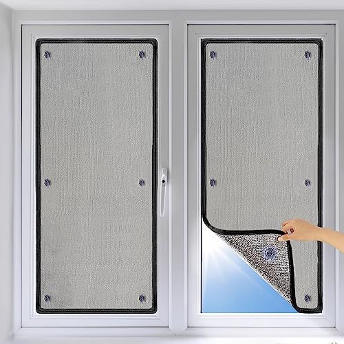 Nicht Klebende Fenster Sichtschutzfolie Wärmedämmfolie,UV-Schutz Sonnenschutzfolie Fenster Innen oder Außen,Anti-UV-Hitzereflektierende Fensterfolie,Aluminiumfolie Isolierfolie (60x100cm/24''x39'') von KDDEON