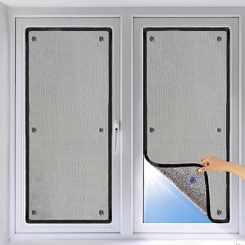 Nicht Klebende Fenster Sichtschutzfolie Wärmedämmfolie,UV-Schutz Sonnenschutzfolie Fenster Innen oder Außen,Anti-UV-Hitzereflektierende Fensterfolie,Aluminiumfolie Isolierfolie (70x80cm/28''x31'') von KDDEON