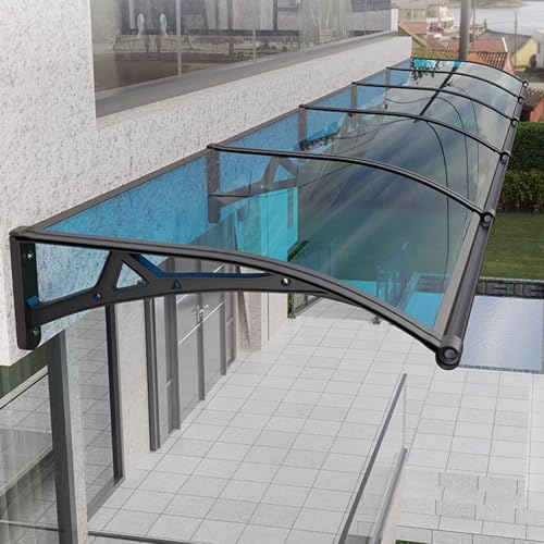Sonnenschutz Terrassenüberdachung,Blaue Fenstermarkise Pultvordach,Eingangsmarkise für Veranda,UV-Regen- und Schneeschutz Polycarbonat Haustürvordach,für Innenhofbalkon (100x270cm/39 x106) von KDDEON