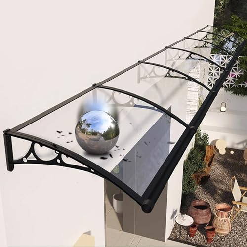 Transparente Pultvordach,Waschbecken Türüberdachung,Schlagfeste Isolierte Polycarbonat Sonnenschutz Regenmarkise Leise Eingangsmarkise,Entwässerung auf Beiden Seiten (80x330cm/31 x130) von KDDEON