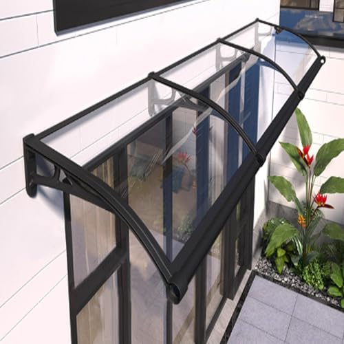 Transparente Terrassenüberdachung,Leises Schlagfestes Pultvordach,Sonnenschutz Haustürvordach,Polycarbonat Eingangsmarkise Zum Schutz vor Regen und Schnee,für Waschbeckeneingang (100x110cm/39 x43) von KDDEON