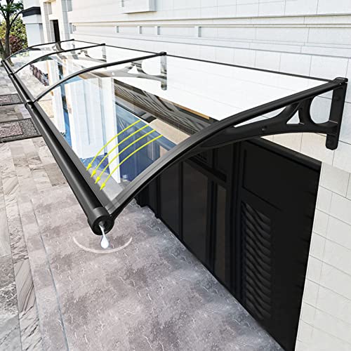 Vordach für Haustür mit Großem Waschbecken aus Aluminiumlegierung,Haustürvordach Fenstermarkise,Polycarbonat Rundbogenvordach,Beidseitiger Abfluss,für Balkon-Traufe-Garten (100x150cm/39 x59) von KDDEON