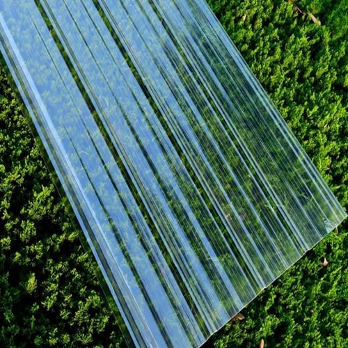 1,2mm Lichtwellplatte,Transparent Wellbahn Dachplatten,FRP-Tageslichtplatten,Wetterfeste Profilplatten Trapez,Dachmaterial,mit Schraube,für Gerätehaus,Schuppen,Carports (0.9x1.5m/35x59in) von KDDFN