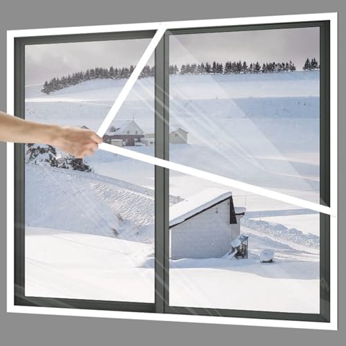 Balkon Fenster Isolierfolie Thermo Cover,Transparente Thermo Cover Fenster-Isolierfolie,Wohnzimmer Kälteschutzfolie,Wiederverwendbare Fensterisolationsfolie für Winter (100x100cm/39"x39") von KDDFN