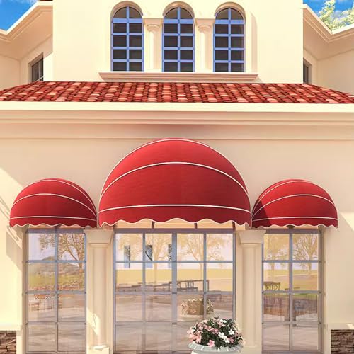 Faltbare Bogenmarkise,Rot/Blau/Grünes Türüberdachung,Sonnenschutz Schattenspender,Fensterüberdachung,Wasserdichter UV-Schutz Stoffabdeckung,für Draußen Terrasse Balkon (Diameter:130cm/51in,red) von KDDFN