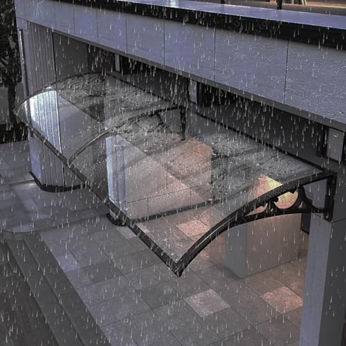 Haustürvordach,Pultbogenvordach,Transparente Polycarbonat-Abdeckung,Gartenterrasse Regenschutz Markise,Sonnenschutz Regenschutz Türüberdachung,mit Aluminiumhalterung (60x580cm/24 x228) von KDDFN