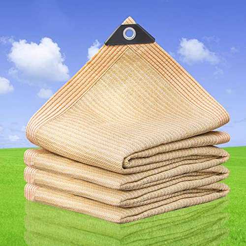 KDDFN Beige Schattiernetz,Sichtschutz,Atmungsaktives Schattierungsnetz,95% Sonnenschutznetz,Schattiernetz,Rechteckige Schattennetz,für Balkon,Schwimmbad,Terrasse,mit Ösen (7x7m/23x23ft) von KDDFN