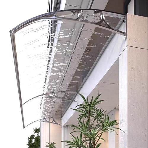 Pultbogenvordach,Haustürvordach,Überdachung Polycarbonat,Pultvordach Vordach,Türüberdachung,Vordach Türdach,Regenschutz Markise,für Garage Balkon Haus,Moderner Stil (60x120cm/24"x47") von KDDFN