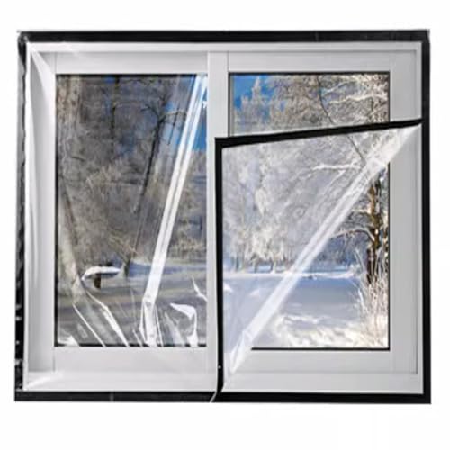 Thermo Cover Fenster-Isolierfolie,Fenster Isolierfolie Thermo Cover für Winter,Transparente Kälteschutzfolie Fenster,Planen-Isolierfolie,Einfach zu Öffnen für Ventilatio (90x240cm/35"x94") von KDDFN