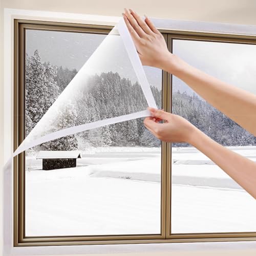 Transparente Kälteschutzfolie Fenster,Thermo Cover Fenster-Isolierfolie,Planen-Isolierfolie,Isolierte Fensterfolie,Fensterisolationsfolie,Einfach zu Öffnen für Ventilatio (55x160cm/22 x63) von KDDFN