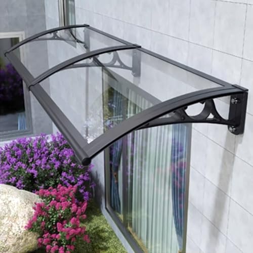 Türvordach für Draußen,Modernes Pultbogenvordach,Überdachung Polycarbonat,Gartenterrasse Regenschutz Markise,Haustürüberdachung,Baldachin mit Aluminiumhalterung (60x200cm/24 x79,Clear) von KDDFN
