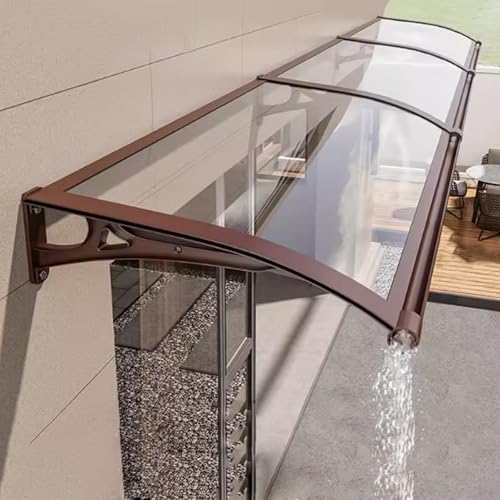 KDDFN Überdachung Polycarbonat,Transparent Türvordach,Pultbogenvordach,Stummes Regenschutz Markise,Haustür-Vordach mit Aluminiumhalterung,für Außenterrasse,Mehrere Größen (100x150cm/39 x59,Coffee) von KDDFN