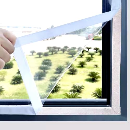 Zugluftstopper-Thermo Cover Fenster-Isolierfolie,Isolierfolie für Kälteschutz,Fensterisolationsfolie für Innentüren,0,3mm Transparent Isolierfolie,Thermofolie für Winter (50x80cm/20"x31") von KDDFN