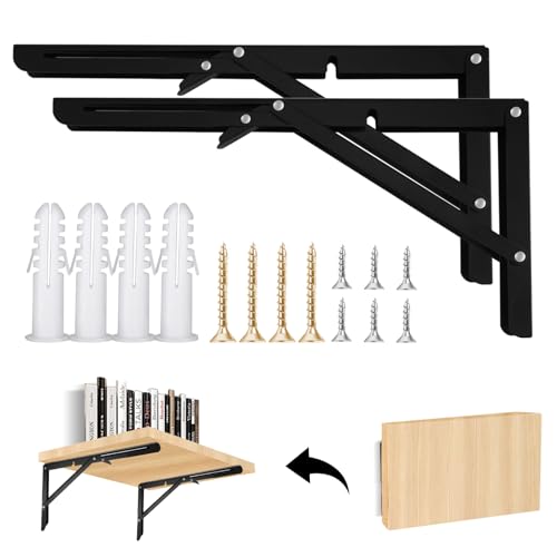 Klappkonsole,2 Stück Klappkonsole Schwerlast 300 mm,Regalhalterungen klappbar für Bänke Regale Wandmontage,DIY Werkbank Platzsparende,Klapptisch wand Max Load 90kg von KDFALO