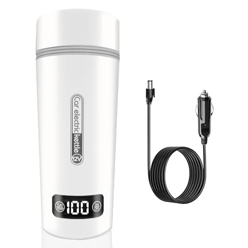 Tragbare wasserkocher für auto,12v/500ml& 40~100℃ einstellbar,reisewasserkocher&80W Schneller Warmwasserbereiter,Anti-Trockenbrand-Schutz,für auto camping、die zubereitung Von Tee, kaffee Babymilch von KDFALO