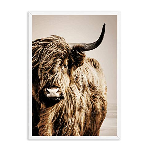Poster leinwand malerei muralWall Kunst Leinwand Malerei Weizenpflanze Nordic Highland Cow Alpaca Poster Und Drucke Landschaft Wandbilder Für Wohnzimmer Dekor aKDFN von KDFN