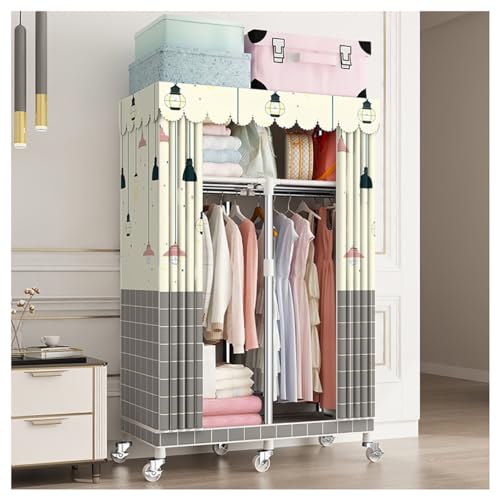 KDFWYDS Kleiderschrank Stahlrahmen Multifunktionaler Stoffkleiderschrank Schlafzimmer Und Wohnzimmer Portable Garderobe Raumersparnis Kleiderschränke(Color : A, Size : 85x45x170cm) von KDFWYDS