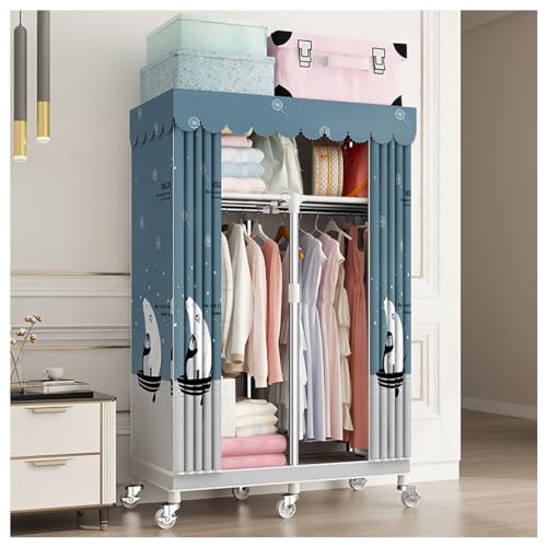 KDFWYDS Kleiderschrank Stahlrahmen Multifunktionaler Stoffkleiderschrank Schlafzimmer Und Wohnzimmer Portable Garderobe Raumersparnis Kleiderschränke(Color : B, Size : 85x45x170cm) von KDFWYDS