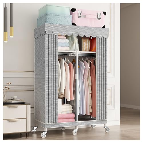 KDFWYDS Kleiderschrank Stahlrahmen Multifunktionaler Stoffkleiderschrank Schlafzimmer Und Wohnzimmer Portable Garderobe Raumersparnis Kleiderschränke(Color : C, Size : 85x45x170cm) von KDFWYDS