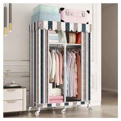 KDFWYDS Kleiderschrank Stahlrahmen Multifunktionaler Stoffkleiderschrank Schlafzimmer Und Wohnzimmer Portable Garderobe Raumersparnis Kleiderschränke(Color : D, Size : 85x45x170cm) von KDFWYDS