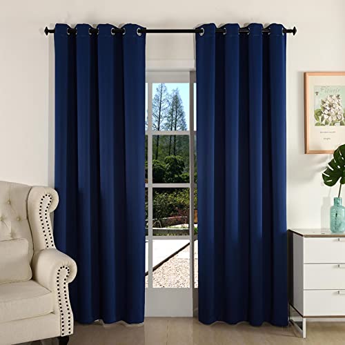 KDGGLUCK Einfarbige Blaue Fenster-Verdunkelungsvorhänge für Wohnzimmer, Schlafzimmer, Moderne Vorhänge, Heimdekoration – 250 x 241 cm (B x H), 71 x 95 Zoll x 2 von KDGGLUCK