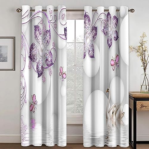 Moderne, luxuriöse, romantische Blumen-Druck, rosa, verdunkelnd, extra breite Vorhänge für Wohnzimmer, Schlafzimmer, blickdichte Fenster-Drape-Dekoration – 100 x 200 cm (B x H), 39 x 79 Zoll x 2 von KDGGLUCK