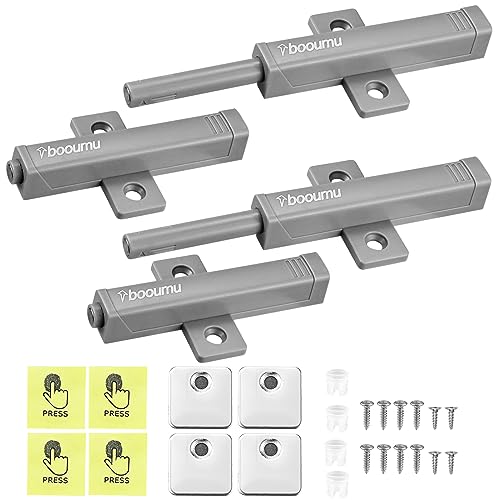 KDIMSU Drucktüröffner Push to Open 4 Stück Schwer Hochleistung Push Open Magnet Drucktüröffner Schrank, Leistungsstark 48 N Feder Freigabe Fangen für Groß Kleiderschrank Wandschränke Hardware (Grau) von KDIMSU