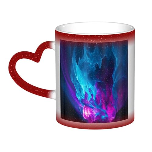 KDKJEDPEAF Cool Blue and Purple Magic Color Changing Mug 325 ml | Heat Sensitive Ceramic Coffee Cup Reveals Surprise Image | Gift for Her Him, Family, Friends (Black, Red, Blue) von KDKJEDPEAF