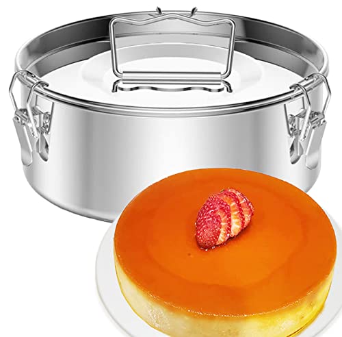 Flanera Edelstahl-Flanform, 2.4 l, 6 qt [8 qt verfügbar], mexikanisches Design Flanera Flanera Flan Maker – Flanpfanne – Moldes para Flan en Ba?o Maria con Tapa – Flaneras Moldes con Tapa von KDLCY