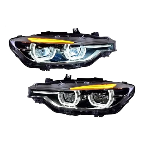 KDMOWHON 2 STÜCKE DRL-Scheinwerfer Kompatibel for BMW 3er F30 F35 F80 2013-2019 Dynamischer Blinker Hi Low Projektor(For Halogen) von KDMOWHON