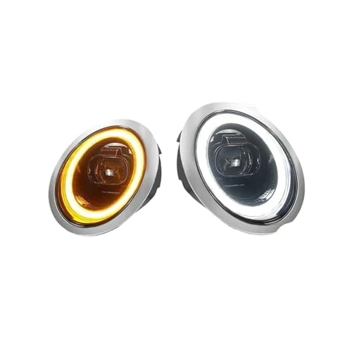 KDMOWHON 2 STÜCKE Frontlicht Kompatibel for BMW Mini Cooper R50 R52 R53 Scheinwerferbaugruppe 2001-2007 Upgrade DRL Bernstein Blinker Autoscheinwerfer(2PCS Chrome,For Halogen) von KDMOWHON