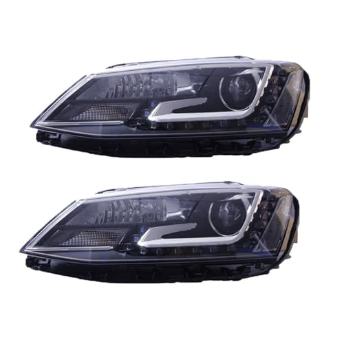 KDMOWHON 2Pcs Auto Styling Scheinwerfer Kompatibel for VW Jetta Sagitar MK6 2012-2018 DRL Lauf Blinker Lichter Projektor(White headlights) von KDMOWHON