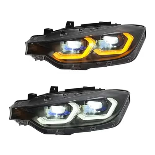 KDMOWHON Autolichter kompatibel for BMW 3er F30 F31 F35 F80 2013-2018 Dynamisches Scheinwerfer-DRL-Engelsaugen-Design-Projektorobjektiv(Replace Xenon) von KDMOWHON