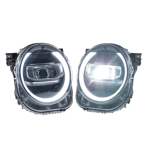 KDMOWHON Autoscheinwerfer kompatibel for Jeep Renegade Scheinwerfer 2016-2021 mit blauem Startweiß DRL Bernsteinsignal Halo-Lichtbaugruppe(2pc White DRL Only) von KDMOWHON