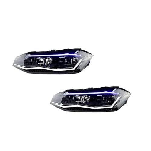 KDMOWHON Autoscheinwerfer kompatibel for VW POLO 2019-2022 Autoscheinwerfer-Montage-Upgrade Hochkonfiguriertes Projektorobjektiv(Silver,HALOGEN_RIGHT) von KDMOWHON