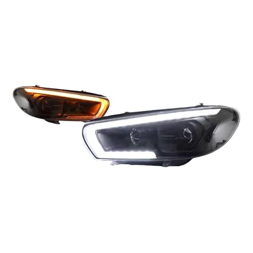KDMOWHON Autoscheinwerfer kompatibel for VW Scirocco 2009–2017, Upgrade, modifizierter Scheinwerfer, dynamische Blinker-Bremsleuchte(For Halogens) von KDMOWHON