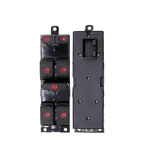 KDMOWHON Fenster Master Switch Konsole Kind Taste Kompatibel for VW Golf MK4 Jetta 4 Bora Passat B5 Seat Leon Toledo 1J4959857A 1J4959857D(RED-1J4959857D) von KDMOWHON