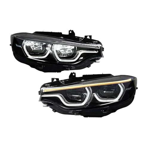 KDMOWHON Passende Scheinwerferbaugruppe, kompatibel mit BMW 4er-Serie 2014–2019 M3 M4 F32 F80 F82 F33 F83 F36, modifizierter GTS-Löffel-DRL-Scheinwerfer(2013-2015 9 pins) von KDMOWHON