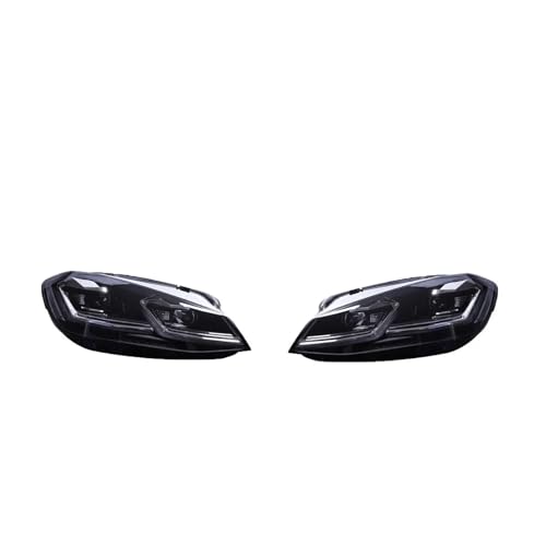 KDMOWHON Scheinwerfer Kompatibel for VW Golf 7 MK7 2013 2014 2015 2016 2017 Auto Scheinwerfer DRL Xenon Objektiv Hid H7 Golf 7,5(Black,RHD) von KDMOWHON